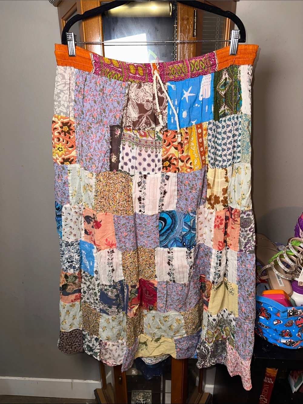 Boho Patchwork Maxi Skirt - Multicolor